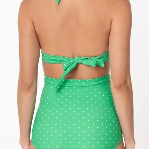 1950s Vintage Style Green and White Polka Dot Bikini - Picture 2 of 5